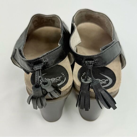 Abeo BIO System BERRIE Perforated Black Leather Peep Toe Slingback Sandals - Picture 10 of 14